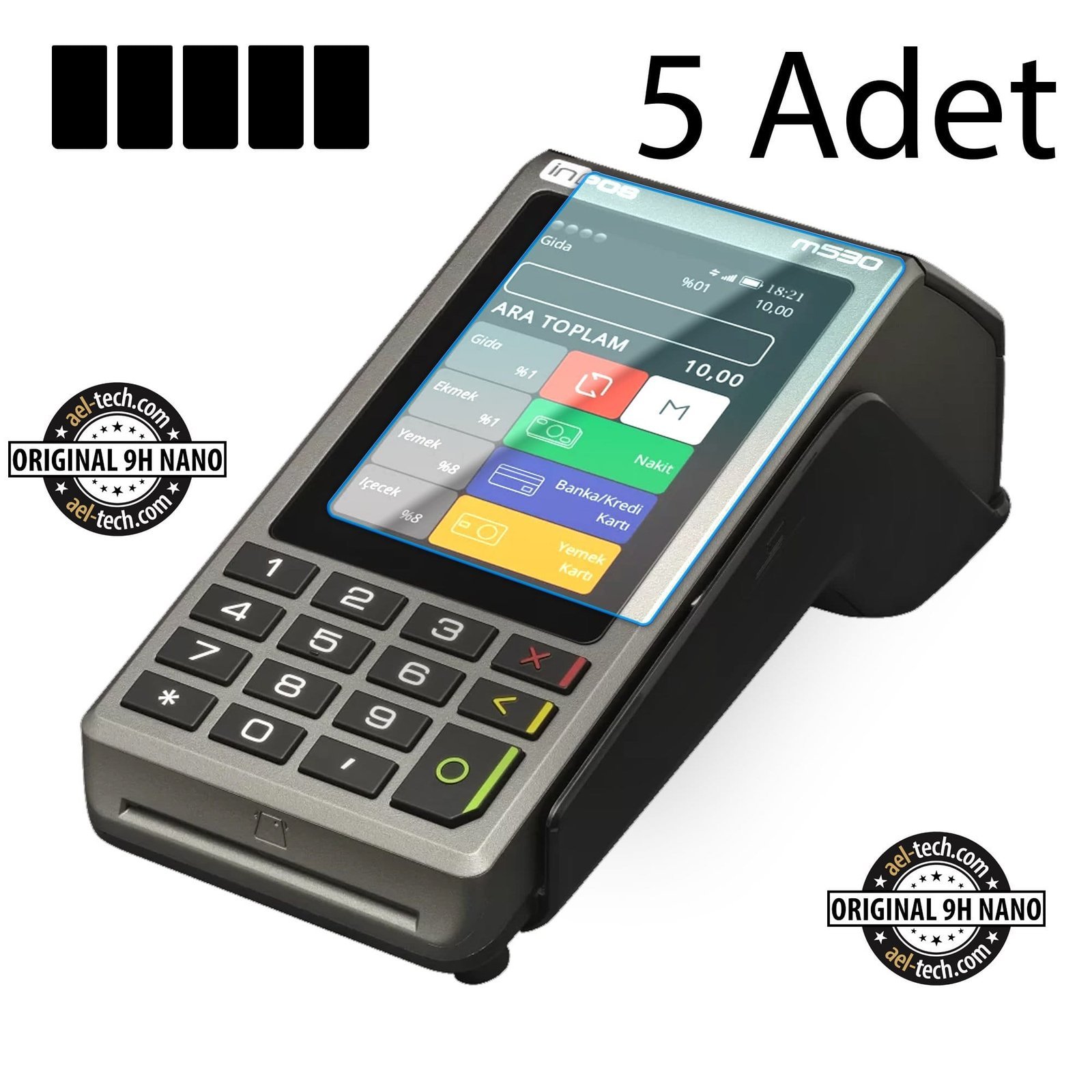 1dae39abf847fc9eb6d09dcc3c0ffb9a.jpg İnpos M530 Yeni Nesil Yazar Kasa Pos Dokunmatik Ekran Koruyucu 5'li Set - Görsel 1