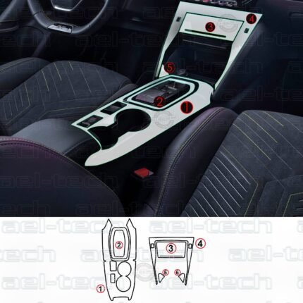 Peugeot 2008 E-Toggle Uyumlu Vites Etrafı Piano Black TPU Koruyucu 6 lı Set 2023-2026