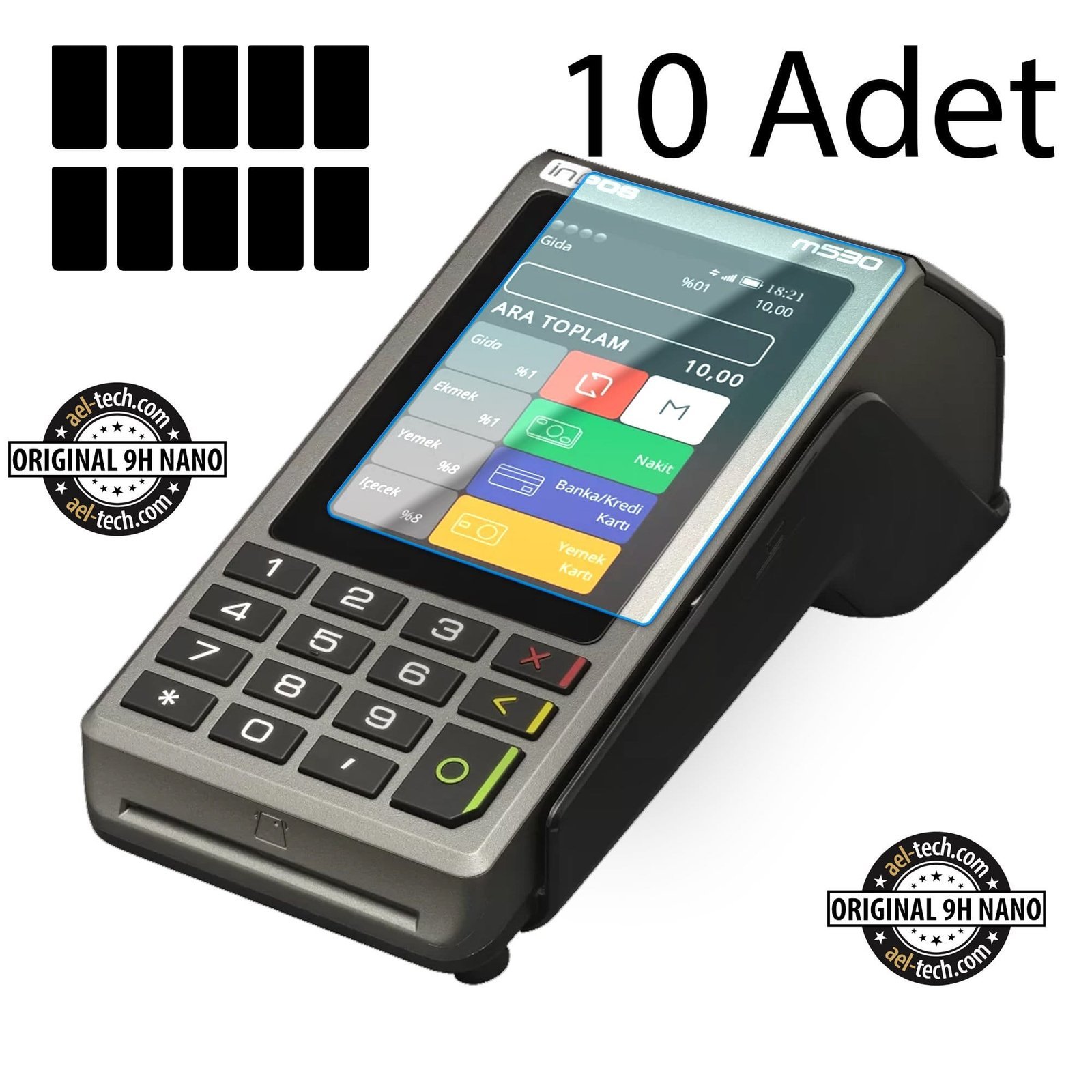 202a00453349b0adb819d088671cc2e6.jpg İnpos M530 Yeni Nesil Yazar Kasa Pos Dokunmatik Ekran Koruyucu 10'lu Set - Görsel 1