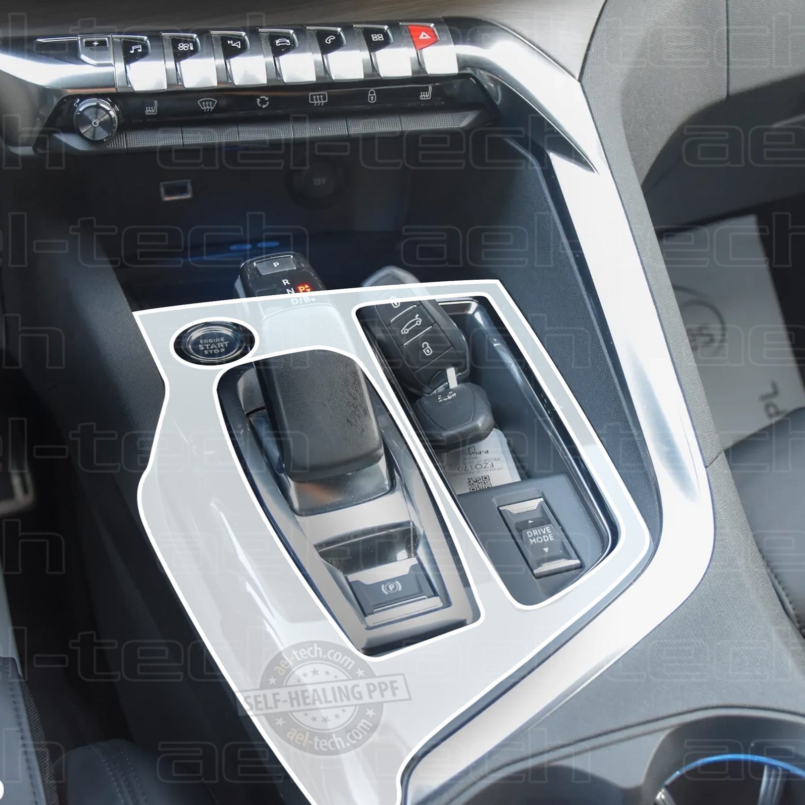 3008gtVTESETRAFIcopy-1.jpg Peugeot 3008 Gt Piano Black Joystick Vites Orta Konsol Uyumlu Tpu Koruyucu - Görsel 1