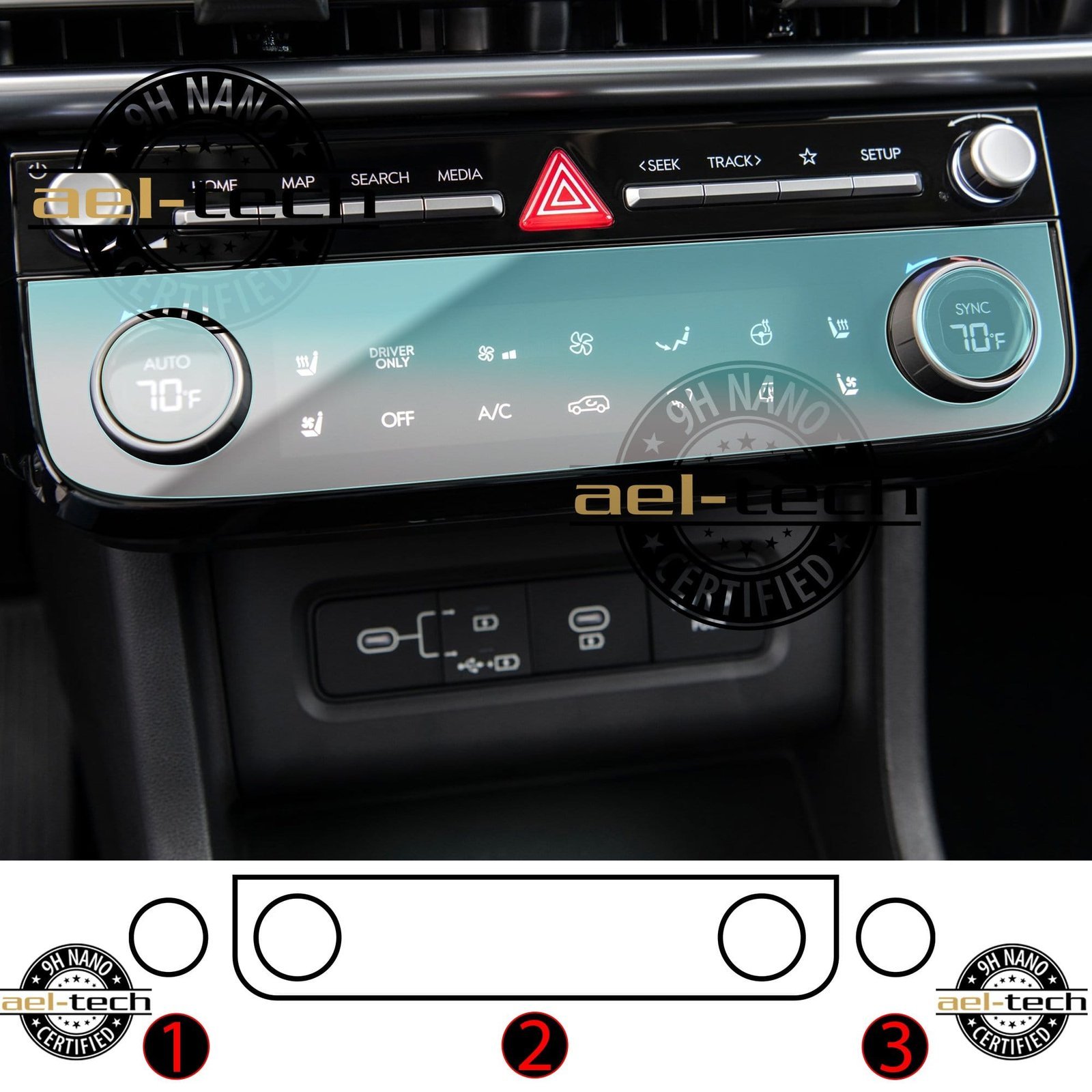 85a27a6d274e0ecb340e5d281f139e8f.jpg Hyundai Tucson Uyumlu Dijital Klima Ve Klima Üstü 9h Nano Ekran Koruyucu 3'lü Set 2024-2026 - Görsel 1