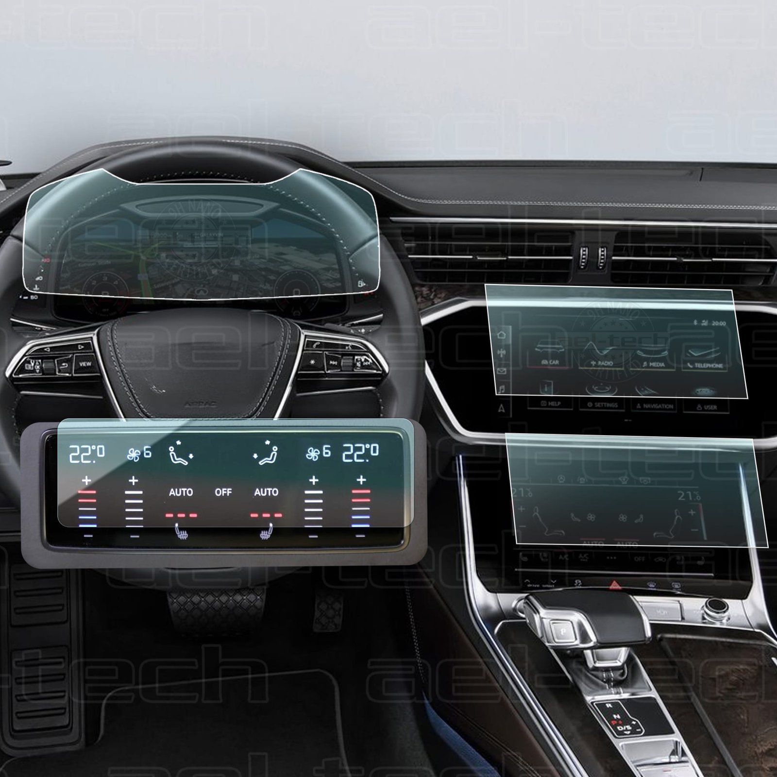 A64.jpg Audi A6 Dijital Gösterge,Navigasyon,Klima Kontrol Uyumlu Nano Ekran Koruyucu 4lü Set 2019/2025 - Görsel 1