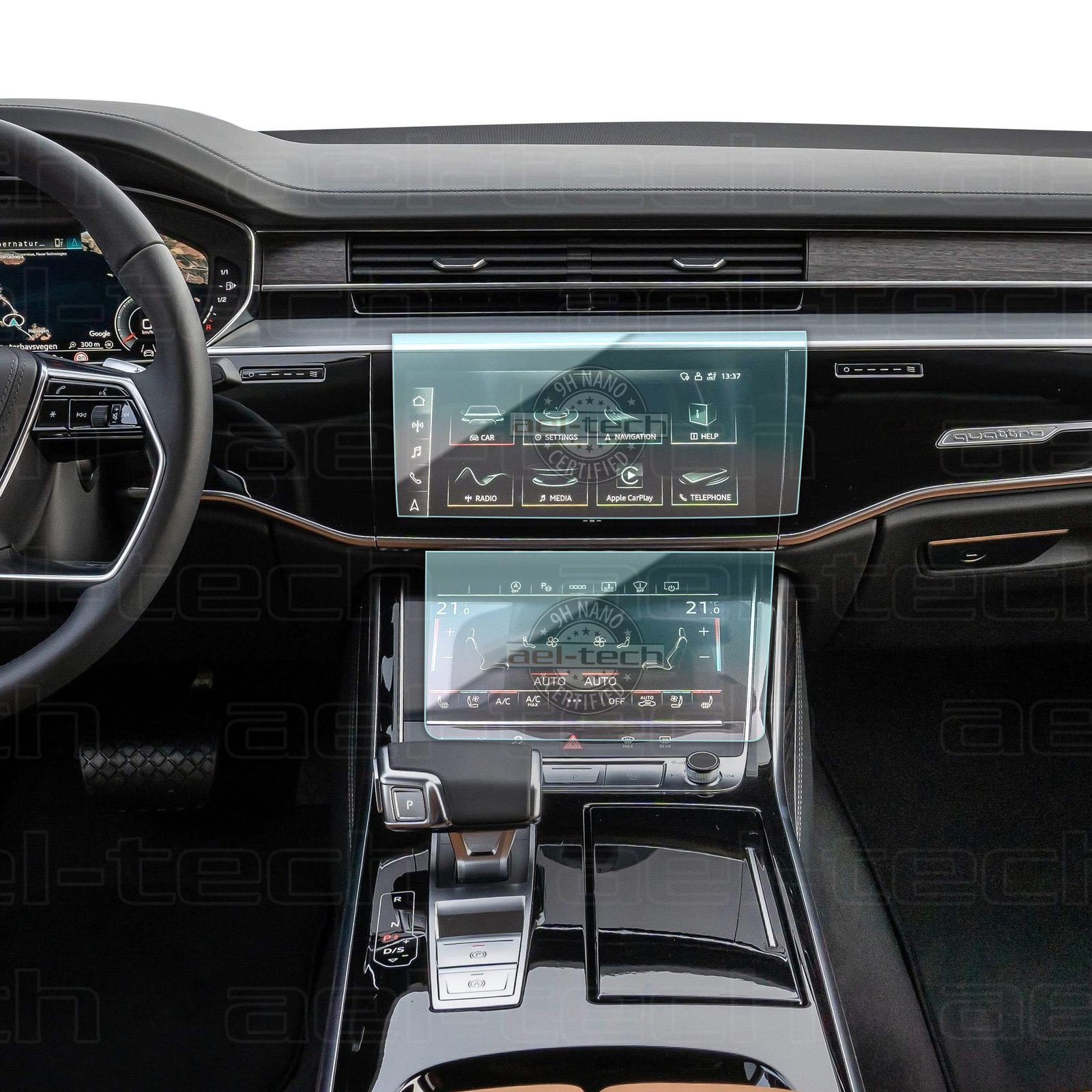 AudiA8A8Lcopy.jpg Audi A8/A8L Navigasyon ve Klima Kontrol Uyumlu 9H Nano Ekran Koruyucu 2'li Set 2022-2025 - Görsel 1