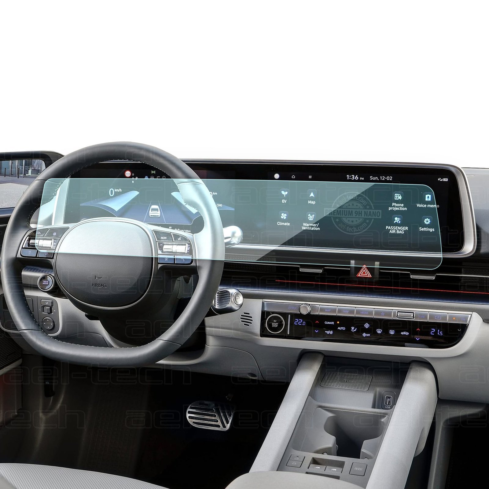 HyundaiIoniq6Nav-1.jpg Hyundai Ioniq 6 2024 Uyumlu 12.3 İnç Dijital Gösterge ve Navigasyon 9H Nano Ekran Koruyucu - Görsel 1