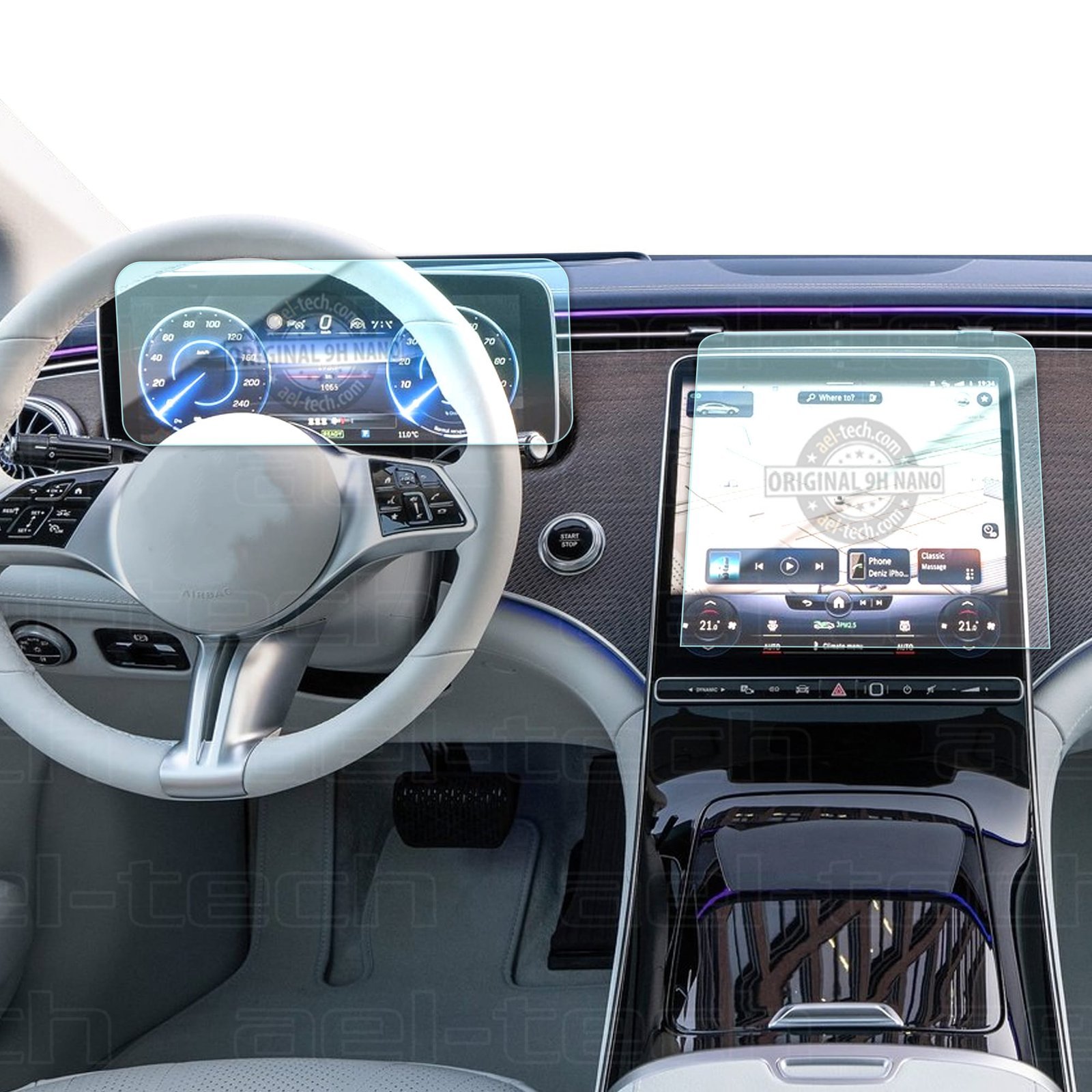 MercedesEQEcop.jpg Mercedes EQE Seri Navigasyon ve Dijital gösterge uyumlu Nano Ekran Koruyucu 2li Set 2022-2025 - Görsel 1