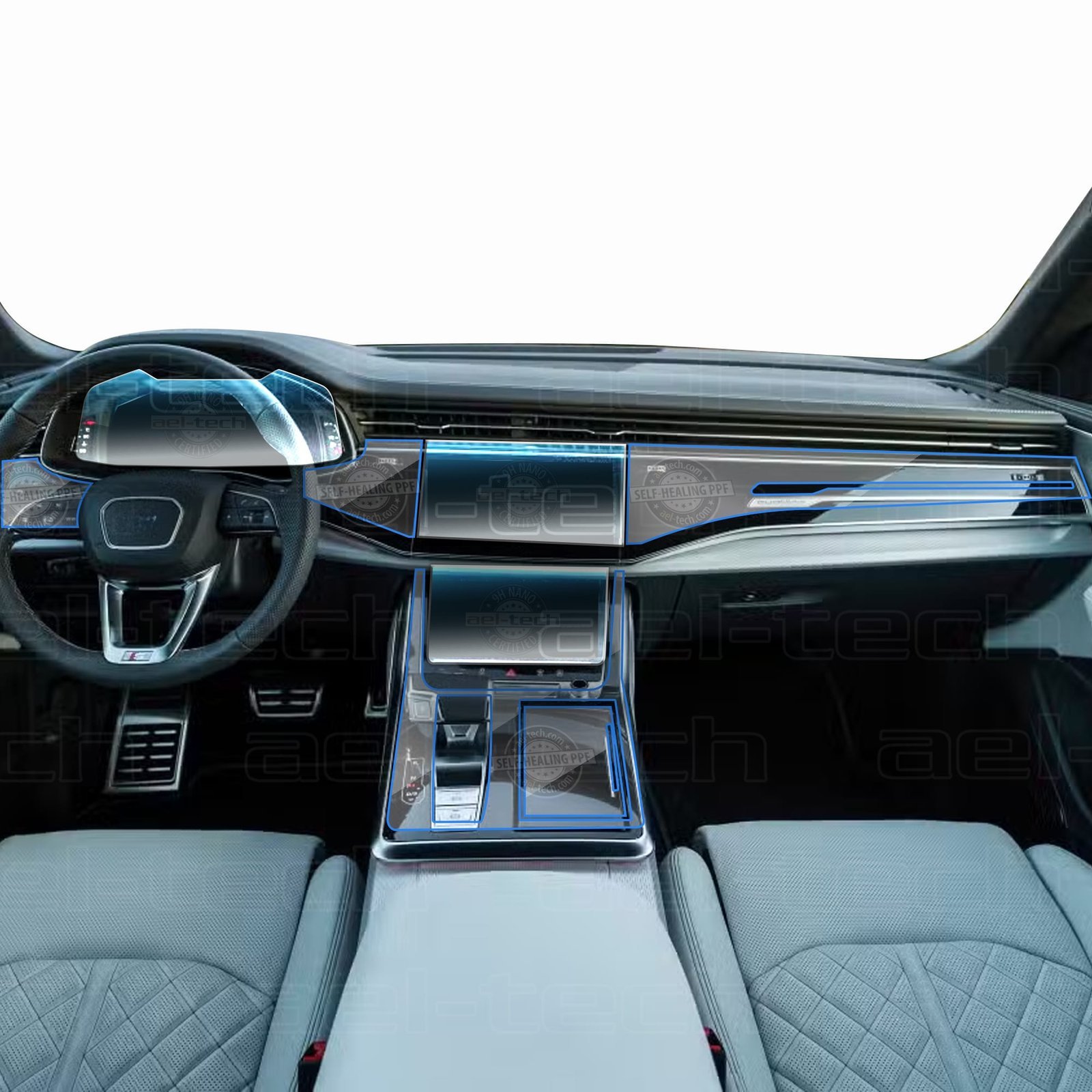 Q8-2025-copy.jpg Yeni Audi Q8 Navigasyon Dijital Gösterge 9H Nano ve piano black uyumlu Tpu Koruyucu 8li Set - Görsel 1