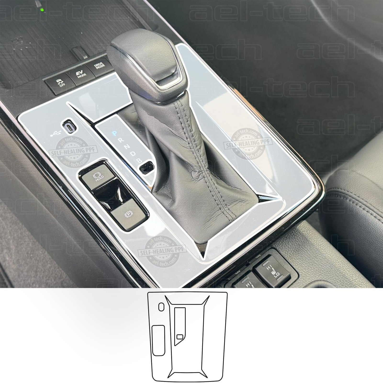 ToyotaCorollaCrossppfcopy.jpg Toyota Corolla Cross Uyumlu Vites Etrafı ve Vites Gösterge Piano Black Tpu Koruyucu 2li Set 2025 - Görsel 1