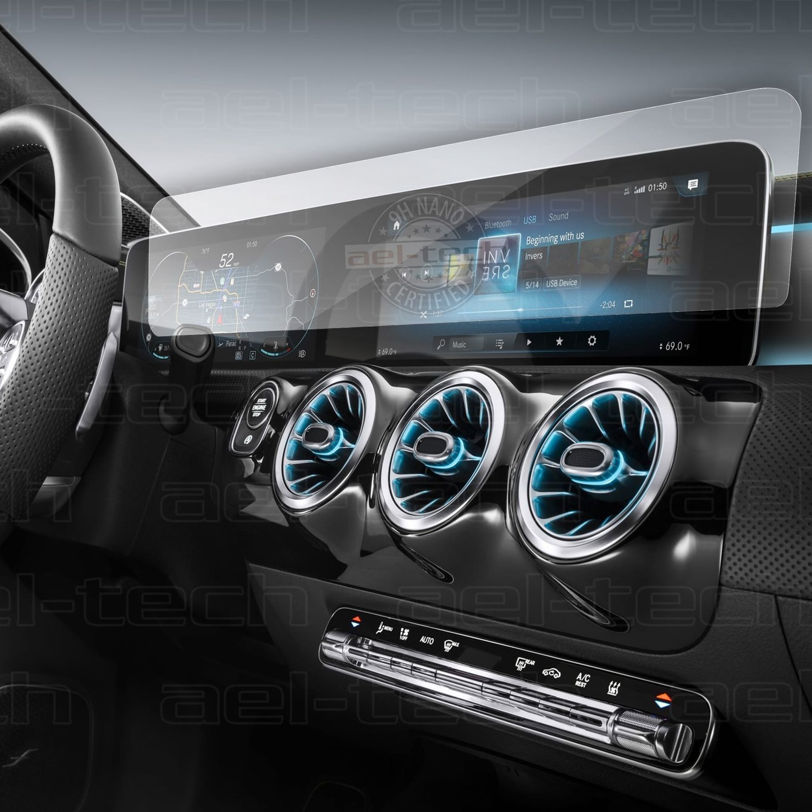 a180-copy.jpg Mercedes A180 10.25 Inç Navigasyon Uyumlu 9h Nano Ekran Koruyucu - Görsel 1
