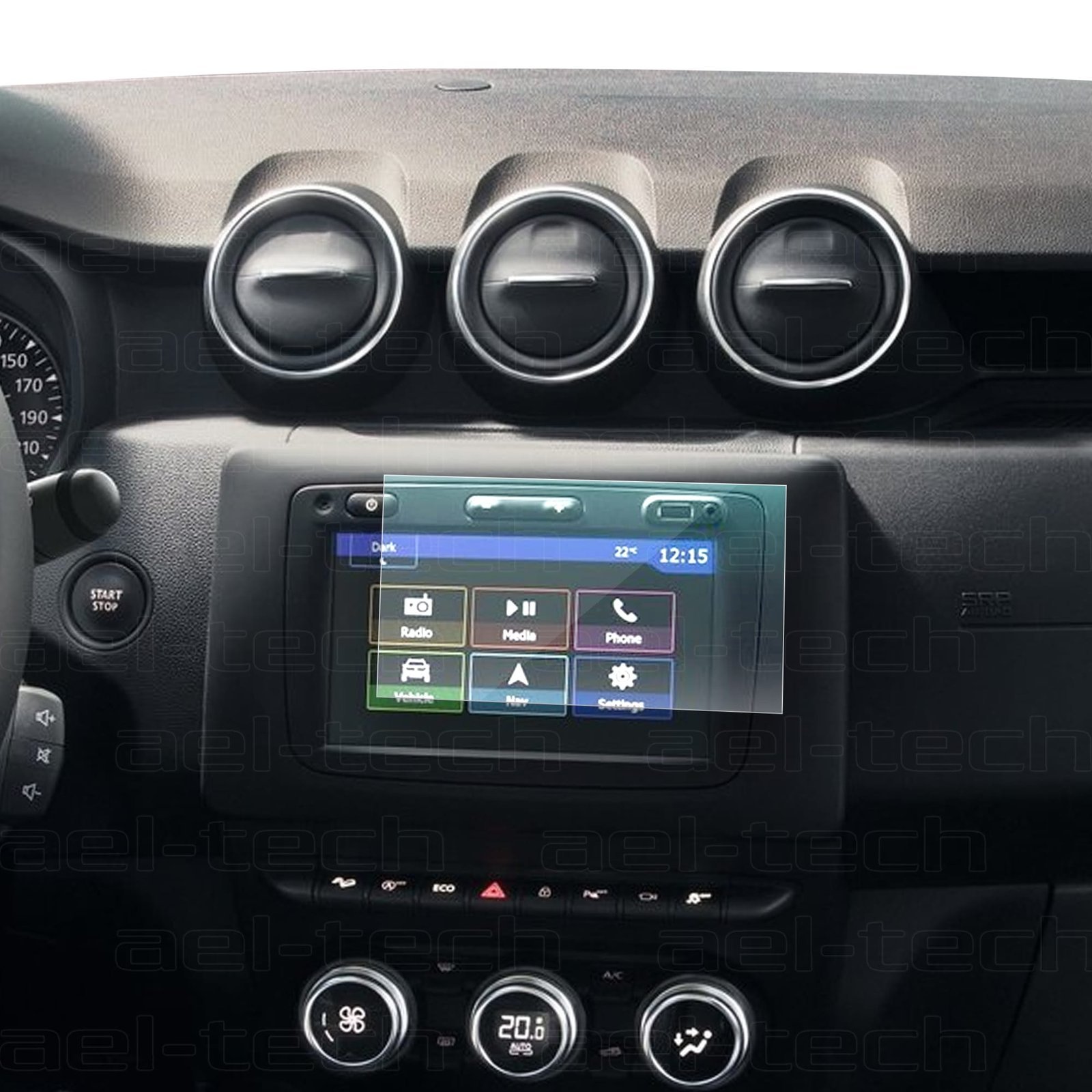 duster8.jpg Dacia Duster 2021-2022 Uyumlu 8 İnç Navigasyon 9H Nano Ekran Koruyucu - Görsel 1
