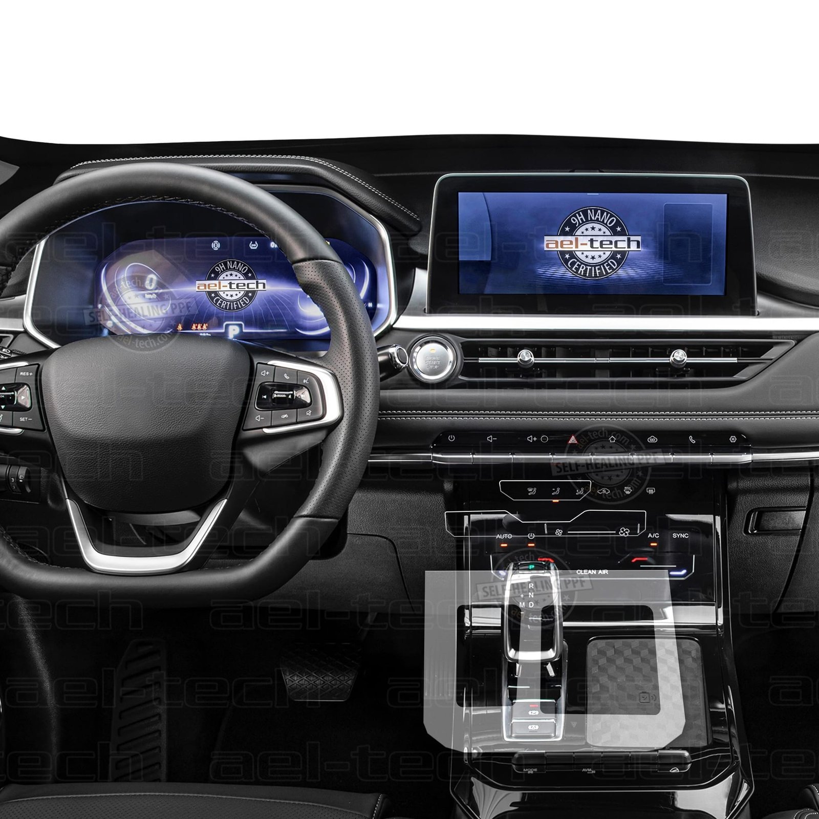 vites-etrafi.jpg Chery Tiggo 7 Pro Comfort Uyumlu Vites Etrafı Piano Black Tpu Koruma 2023-2024 - Görsel 1